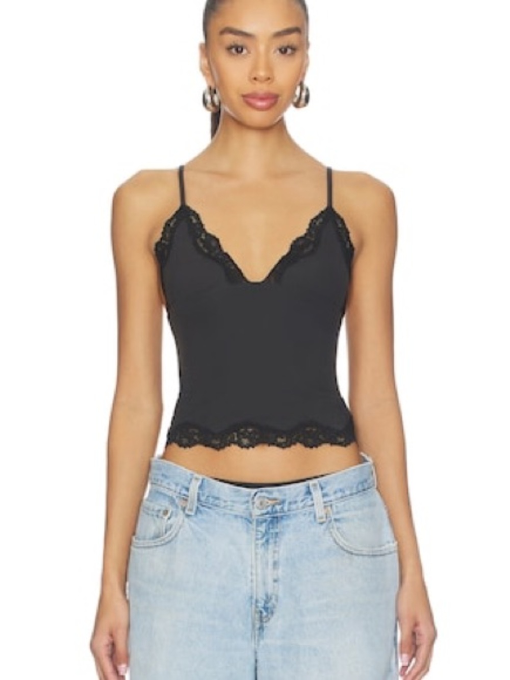 Sheer modal lace cami color onyx
